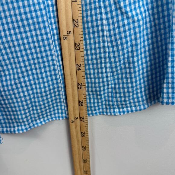 Christopher & Banks Shirt Womens 1X Blue Gingham Check Short Sleeve Button Front - Picture 8 of 8